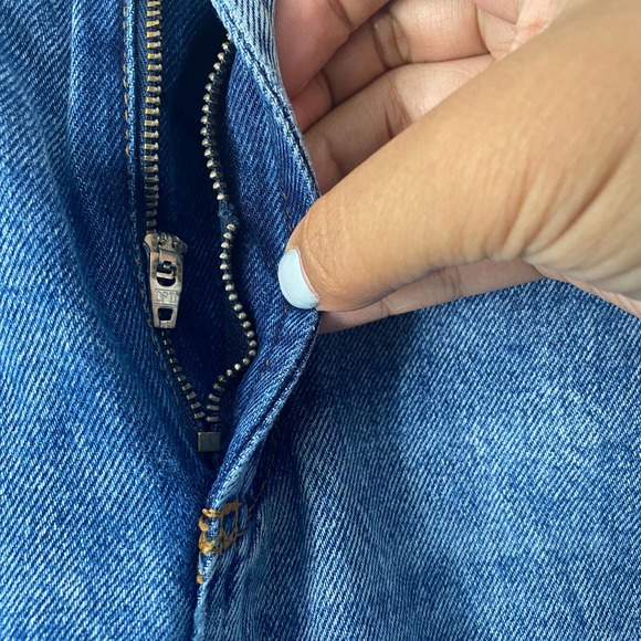 Free People Jeans 24 Blue Acid Denim Dakota Straight Leg High Rise Distressed - Picture 15 of 15